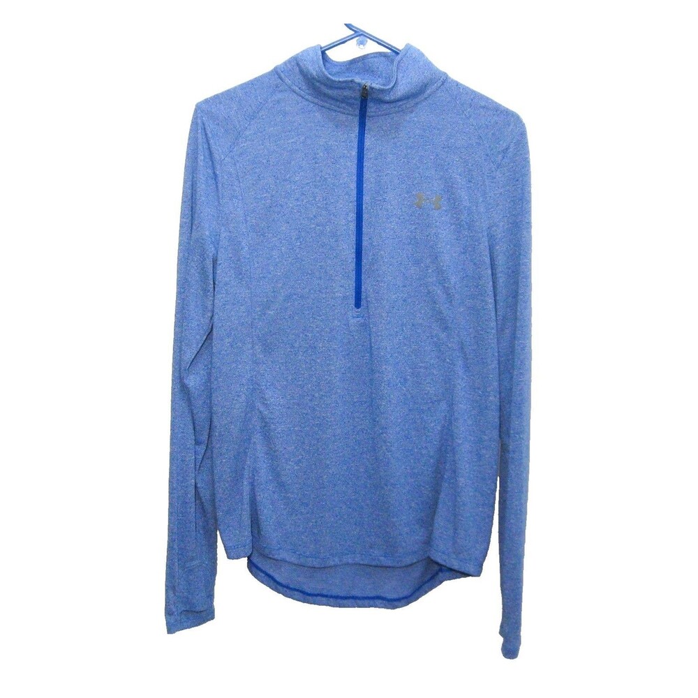 Under Armour Women's Large Blue Long Sleeve 1/4 Zip Athletic Shirt Fitness Top